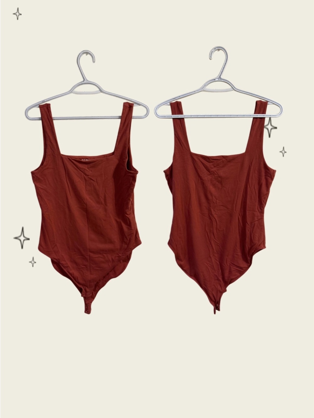 Girls' Square Neck One-Piece Bodysuit - Rust